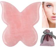 🦋 gua sha massage tool set - rose quartz stone for facial and body skin massage, acupressure scrapper gua sha facial tools (butterfly design) logo