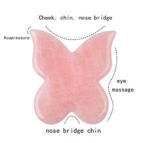 img 2 attached to 🦋 Gua Sha Massage Tool Set - Rose Quartz Stone for Facial and Body Skin Massage, Acupressure Scrapper Gua Sha Facial Tools (Butterfly Design)