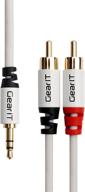 premium gold plated 3.5mm to rca audio cable - gearit pro series, 3 feet - ideal for headphones, home systems, car stereos, ipods, iphones, mp3 players and more - white logo