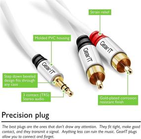 img 1 attached to Premium Gold Plated 3.5mm to RCA Audio Cable - GearIT Pro Series, 3 Feet - Ideal for Headphones, Home Systems, Car Stereos, iPods, iPhones, MP3 Players and More - White