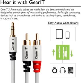 img 2 attached to Premium Gold Plated 3.5mm to RCA Audio Cable - GearIT Pro Series, 3 Feet - Ideal for Headphones, Home Systems, Car Stereos, iPods, iPhones, MP3 Players and More - White