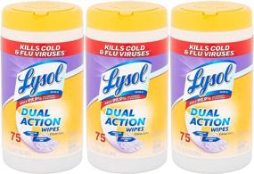 img 4 attached to 🍋 Lysol Dual Action Disinfecting Wipes: Citrus Scent, 75 Count (Pack of 3) - Highly Effective Germ Killing!