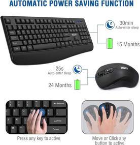 img 3 attached to 💻 EDJO 2.4G Wireless Keyboard and Mouse Combo with Wrist Rest - Full-Sized Ergonomic Computer Keyboard, 3 Level DPI Adjustable Wireless Mouse for Windows, Mac OS Desktop/Laptop/PC