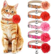 🌸 weewooday 5 sets valentine's day cat collars with flower charms: adjustable, bell-adorned, floral pet collars for dogs, puppies, cats, and kittens - 5 colors available in 6-9 inches логотип