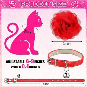 img 2 attached to 🌸 Weewooday 5 Sets Valentine's Day Cat Collars with Flower Charms: Adjustable, Bell-Adorned, Floral Pet Collars for Dogs, Puppies, Cats, and Kittens - 5 Colors Available in 6-9 Inches