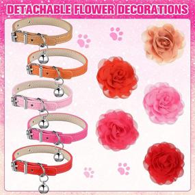 img 3 attached to 🌸 Weewooday 5 Sets Valentine's Day Cat Collars with Flower Charms: Adjustable, Bell-Adorned, Floral Pet Collars for Dogs, Puppies, Cats, and Kittens - 5 Colors Available in 6-9 Inches