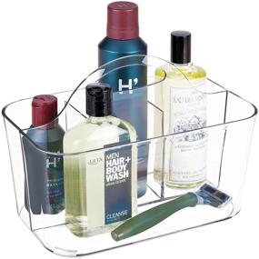 img 4 attached to mDesign Men's Grooming Storage Organizer Caddy Tote for Bathroom - Clear and Divided Bin for Shaving Accessories, Razors, Beard Care, and Hair Products