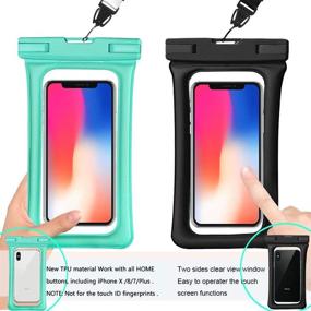 img 2 attached to 📱 Waterproof Phone Pouch 2 Pack - IPX8 Universal Floating Waterproof Phone Case - Clear Dry Bag for iPhone 6/6s/7/8/8plus/X/Xs/XS Max/XR Samsung Galaxy s10/s9/s8 Note 9 - Up to 6.5" - Black+Pink