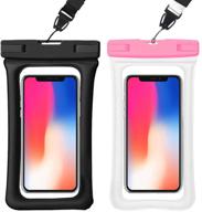 📱 waterproof phone pouch 2 pack - ipx8 universal floating waterproof phone case - clear dry bag for iphone 6/6s/7/8/8plus/x/xs/xs max/xr samsung galaxy s10/s9/s8 note 9 - up to 6.5" - black+pink logo