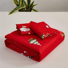 img 2 attached to 🎅 Ferdilan 3-Piece Christmas Queen Bedspread: Santa Claus Luck Bag Reversible Quilt Set - All Season Breathable Bedding with 1 Quilt & 2 Shams