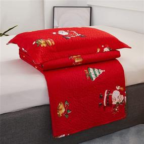 img 1 attached to 🎅 Ferdilan 3-Piece Christmas Queen Bedspread: Santa Claus Luck Bag Reversible Quilt Set - All Season Breathable Bedding with 1 Quilt & 2 Shams