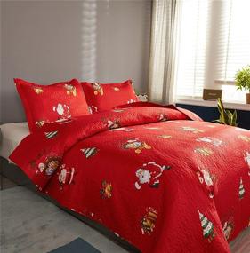 img 3 attached to 🎅 Ferdilan 3-Piece Christmas Queen Bedspread: Santa Claus Luck Bag Reversible Quilt Set - All Season Breathable Bedding with 1 Quilt & 2 Shams