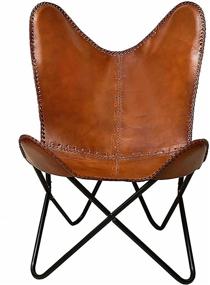 img 3 attached to 🦋 C CUERO Handmade Leather Butterfly Chair with Folding Stand: A Pinnacle of Comfort and Style