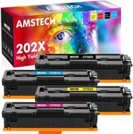 amstech hp 202x cf500x 202a cf500a compatible toner cartridge replacement for color laserjet pro mfp m281fdw m281cdw m254dw m281fdn m281 m281dw printer toner - black cyan yellow magenta, 4-pack logo