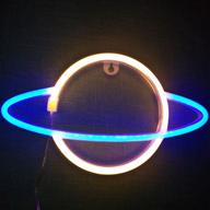 🌌 led neon sign light with planet design - aesthetic wall decor, usb/battery operated, ideal for bedroom, kids room, dorm, wedding, party, birthday, christmas, new year decoration логотип