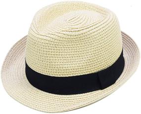 img 2 attached to Stylish IFSUN Unisex Kids Straw 🧢 Fedora Cap for Sun Protection and Fashion