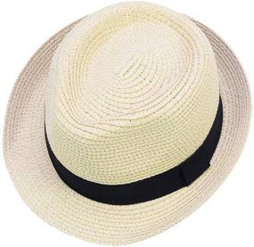 img 3 attached to Stylish IFSUN Unisex Kids Straw 🧢 Fedora Cap for Sun Protection and Fashion