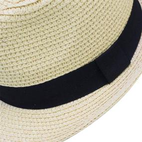 img 1 attached to Stylish IFSUN Unisex Kids Straw 🧢 Fedora Cap for Sun Protection and Fashion