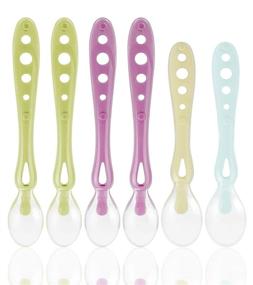 img 4 attached to BPA Free Soft Tip Baby Spoons in a Convenient Case - Set of 6 Silicone Baby Feeding Utensils - Ideal for Self-Feeding and Baby Eating Supplies