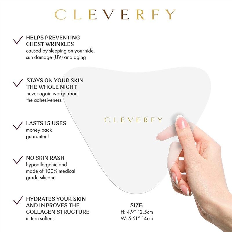 Cleverfy Anti-Wrinkle Silicone Chest Pads | 2 Pack T-shape