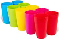 🥤 plaskidy reusable plastic cups - set of 10 kids cups - bpa free, dishwasher safe - 15 oz, assorted colored cups - great for children's drinks logo