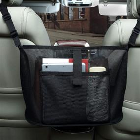 img 4 attached to 🚗 Car Net Pocket Handbag Holder: Seat Back Bag with Large Capacity (Black-002)