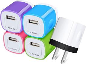 img 4 attached to AILKIN 5Pack USB настенное зарядное устройство - Блок быстрой зарядки 1A 1-портовый адаптер для iPhone 12 Mini Pro Max/11/XR/XS/X/8/7, iPad Pro/Air, Samsung S21/S20, Oneplus, Moto.