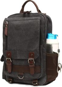 img 2 attached to Mygreen Canvas Backpack Crossbody Daypacks Outdoor Recreation for Camping & Hiking