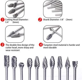 img 3 attached to 🌀 ATOPLEE Rotary Burr Set: 10pcs Tungsten Steel Carbide Files for Woodworking, Drilling, Carving & Engraving