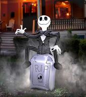 🎃 halloween decor: jack skellington on tombstone airblown inflatable 3.5' tall logo