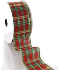 img 3 attached to 🎀 Premium 25 Yards Tartan Plaid Wired Ribbon in Red/Green Christmas Traditions Design - 2 1/2" Width