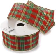 🎀 premium 25 yards tartan plaid wired ribbon in red/green christmas traditions design - 2 1/2" width logo