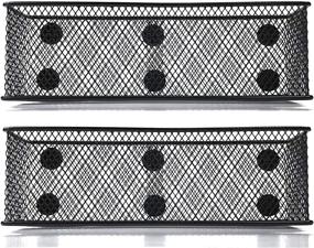 img 4 attached to 🧲 Magnetic Locker and Refrigerator Basket with Pen/Pencil Holder - Set of 2 Black Magnetic Baskets - 7.8" Width - 6 Powerful Magnets - Locker Accessories