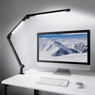 🔦 swing arm led desk lamp with clamp, mediacous dual light table lamp, 4 color modes & 4 brightness settings, eye-caring clip-on lamp with memory function for work study office home studios логотип