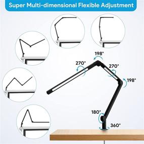 img 1 attached to 🔦 Swing Arm LED Desk Lamp with Clamp, Mediacous Dual Light Table Lamp, 4 Color Modes & 4 Brightness Settings, Eye-Caring Clip-on Lamp with Memory Function for Work Study Office Home Studios