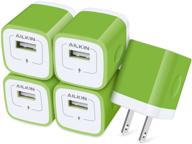 🔌 usb charger block, wall charger plug, ailkin 1a 5-pack usb adapter power plug charging station base for iphone 12 11 pro max x xs 8 7 6s plus, samsung galaxy, google phones usb charging cube logo