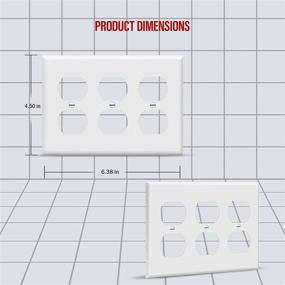 img 3 attached to ENERLITES 3-Gang Duplex Receptacle Outlet Wall Plate, 4.50" x 6.38", White - Polycarbonate Thermoplastic, 8823-W