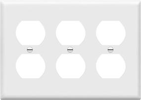 img 4 attached to ENERLITES 3-Gang Duplex Receptacle Outlet Wall Plate, 4.50" x 6.38", White - Polycarbonate Thermoplastic, 8823-W