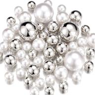 💎 notchis silver & white floating pearl beads for vases - non-hole highlight centerpiece fillers, 30mm, 20mm, and 14mm - diy birthday, anniversary, valentine's day centerpieces logo