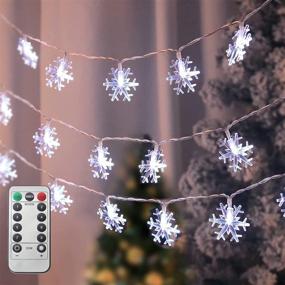 img 4 attached to ❄️ CREPRO Snowflake String Lights: 40 LED 8 Modes, Remote Control, Battery Operated Decorative Lights for Xmas Party, Bedroom Decor, Indoor Outdoor - Cool White