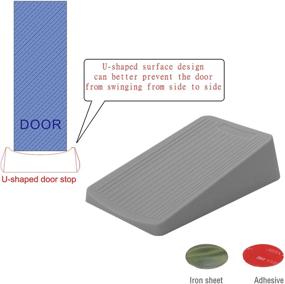 img 3 attached to 🚪 Large Premium Rubber Door Stopper Wedge - Anti-Slip Design, Auto-Fixed, Works on All Floors and Carpets - Heavy Duty Door Stop (2 Pack, Gray)