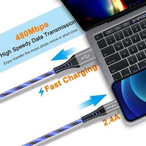 img 1 attached to 🔷 Blue 6-Foot MFi Certified LED USB to Lightning Cable for Fast Charging - Tomoson iPhone Charger Cord Compatible with iPhone 12/11 Pro Max, XR/XS Max, 10/8/7, SE 2020 & iPad