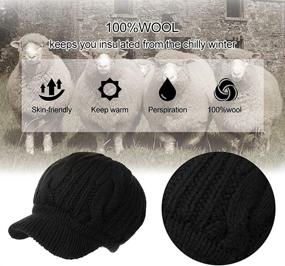 img 3 attached to Stay Warm and Stylish with Jeff & Aimy Women's 100% Wool Knit Visor Beanie Newsboy Cap - Perfect Cold Weather Winter Hat!