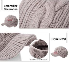 img 1 attached to Stay Warm and Stylish with Jeff & Aimy Women's 100% Wool Knit Visor Beanie Newsboy Cap - Perfect Cold Weather Winter Hat!