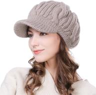 stay warm and stylish with jeff & aimy women's 100% wool knit visor beanie newsboy cap - perfect cold weather winter hat! logo