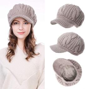 img 2 attached to Stay Warm and Stylish with Jeff & Aimy Women's 100% Wool Knit Visor Beanie Newsboy Cap - Perfect Cold Weather Winter Hat!