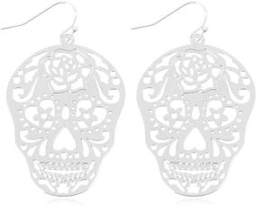 img 4 attached to Sugar Skull Goth Halloween Earrings Girls' Jewelry