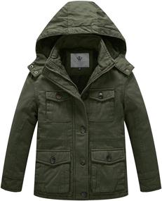 img 4 attached to WenVen Winter Warm Sherpa Lined Parka Coat with Removable Hood for Boys and Girls