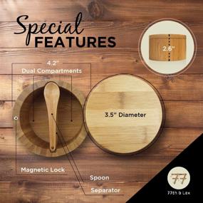 img 2 attached to 🧂 Bamboo Salt and Pepper Cellar: Magnetic Swivel Lid, Built-in Spoon - Ideal for Kitchen and Decorative Bath Salt - Dual 5 Ounce Capacity - Counter Salt Holder