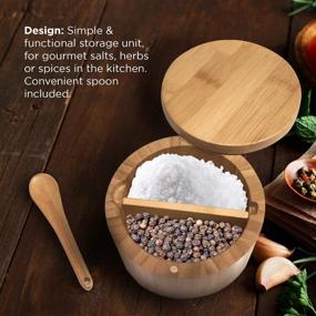 img 3 attached to 🧂 Bamboo Salt and Pepper Cellar: Magnetic Swivel Lid, Built-in Spoon - Ideal for Kitchen and Decorative Bath Salt - Dual 5 Ounce Capacity - Counter Salt Holder